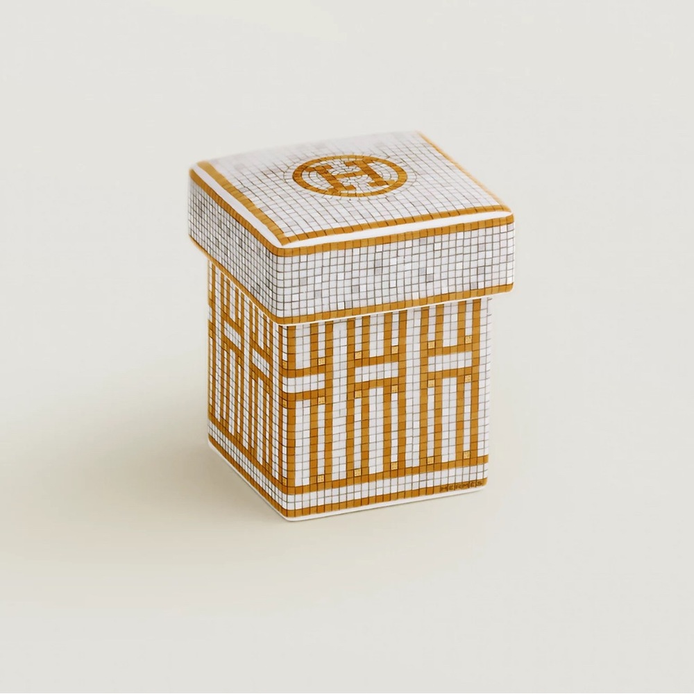 Hermes Gold and White Decorative Box Mosaique au 24 gold box, small - Picture 2 of 10